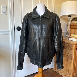 Super soft Mens black leather motorcycle jacket